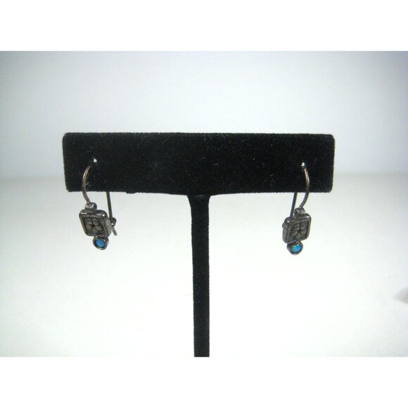 Sisae Vintage Sterling Silver 925 Blue Opal Drop Earrings - Picture 5 of 8